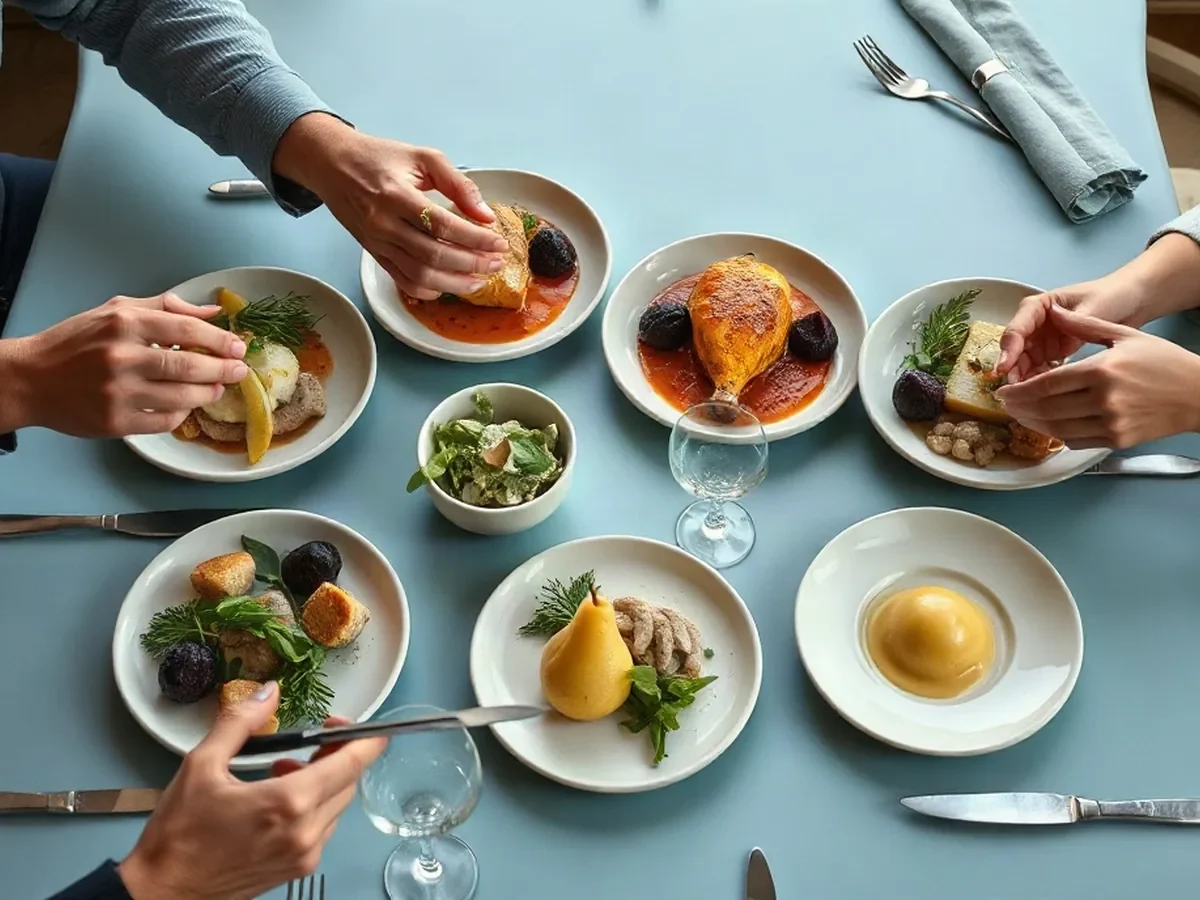 Adultes partageant un repas de saison autour d’une table